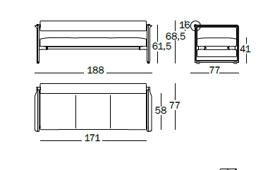 Canapea 3 locuri Brut