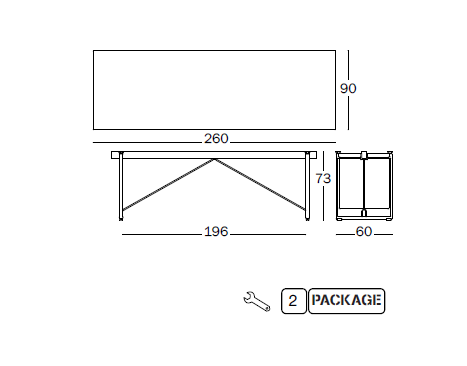 Masa dining Brut 260x90cm