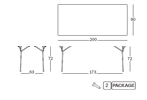 Masa Officina fier forjat si nuc 200x90cm