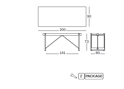 Masa dining Brut 200x90cm