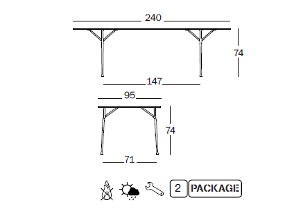 Masa Officina fier forjat 240x95cm